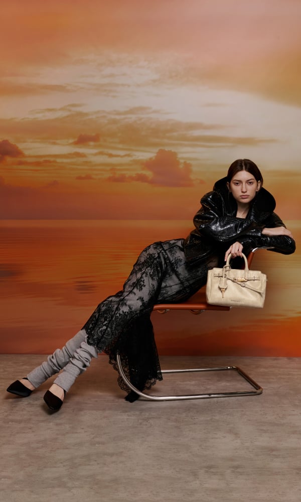 Women’s mini Delfina belted tote bag in sand - CHARLES & KEITH