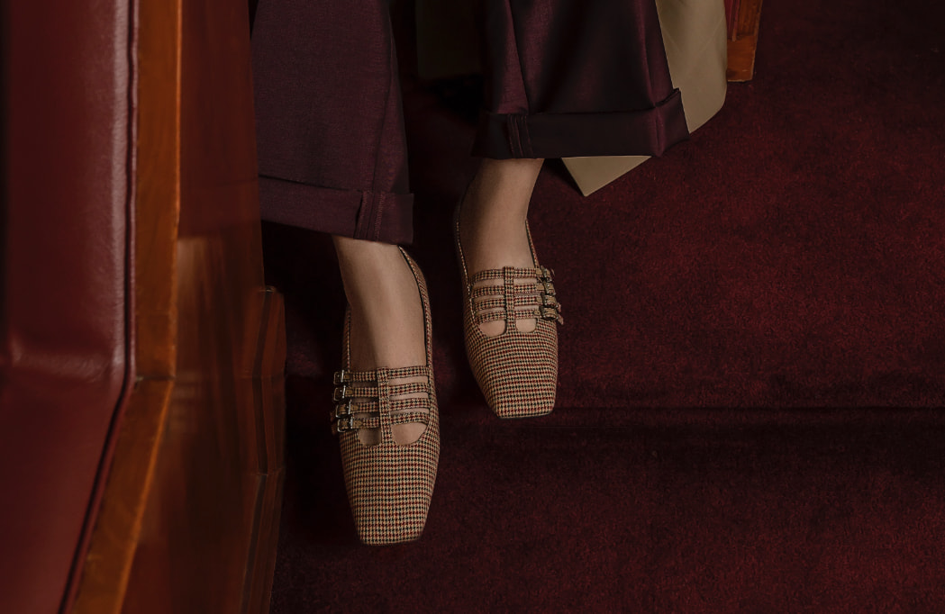 Women’s check print buckled Mary Jane flats – CHARLES & KEITH