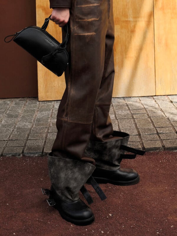 Women’s Aether buckled calf boots - CHARLES & KEITH