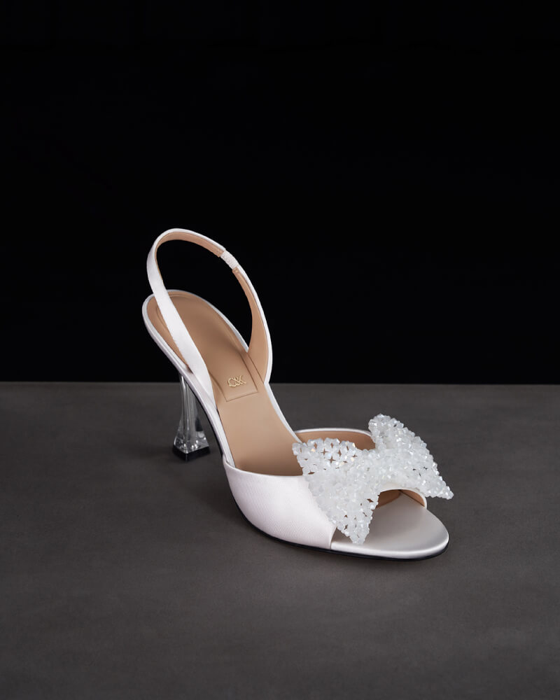 Women’s recycled polyester beaded bow slingback pumps - CHARLES & KEITH