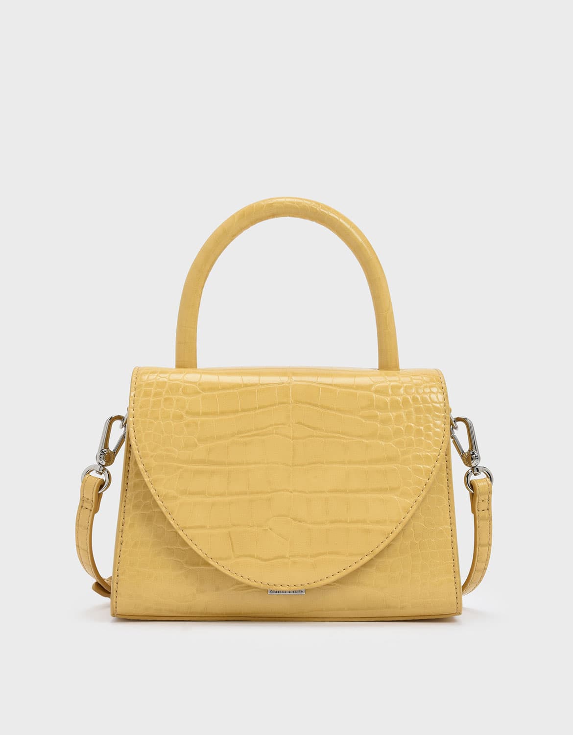 Women’s croc-effect structured top handle bag in yellow – CHARLES & KEITH