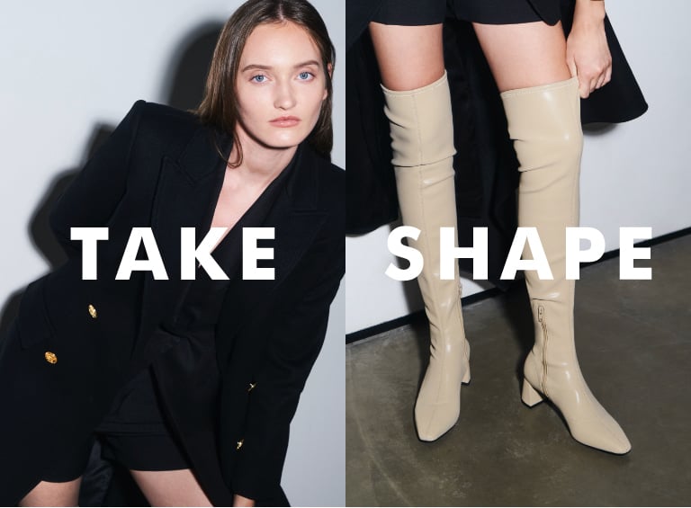 Women’s thigh high blade heel boots in beige - CHARLES & KEITH