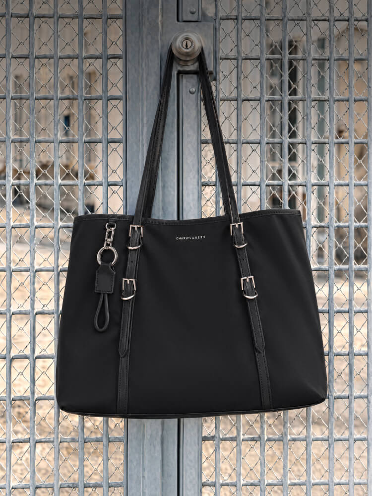 Noir Levy Nylon Tote Bag - CHARLES & KEITH