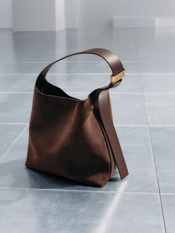 Women’s espresso brown Edna recycled suede tote bag - CHARLES & KEITH