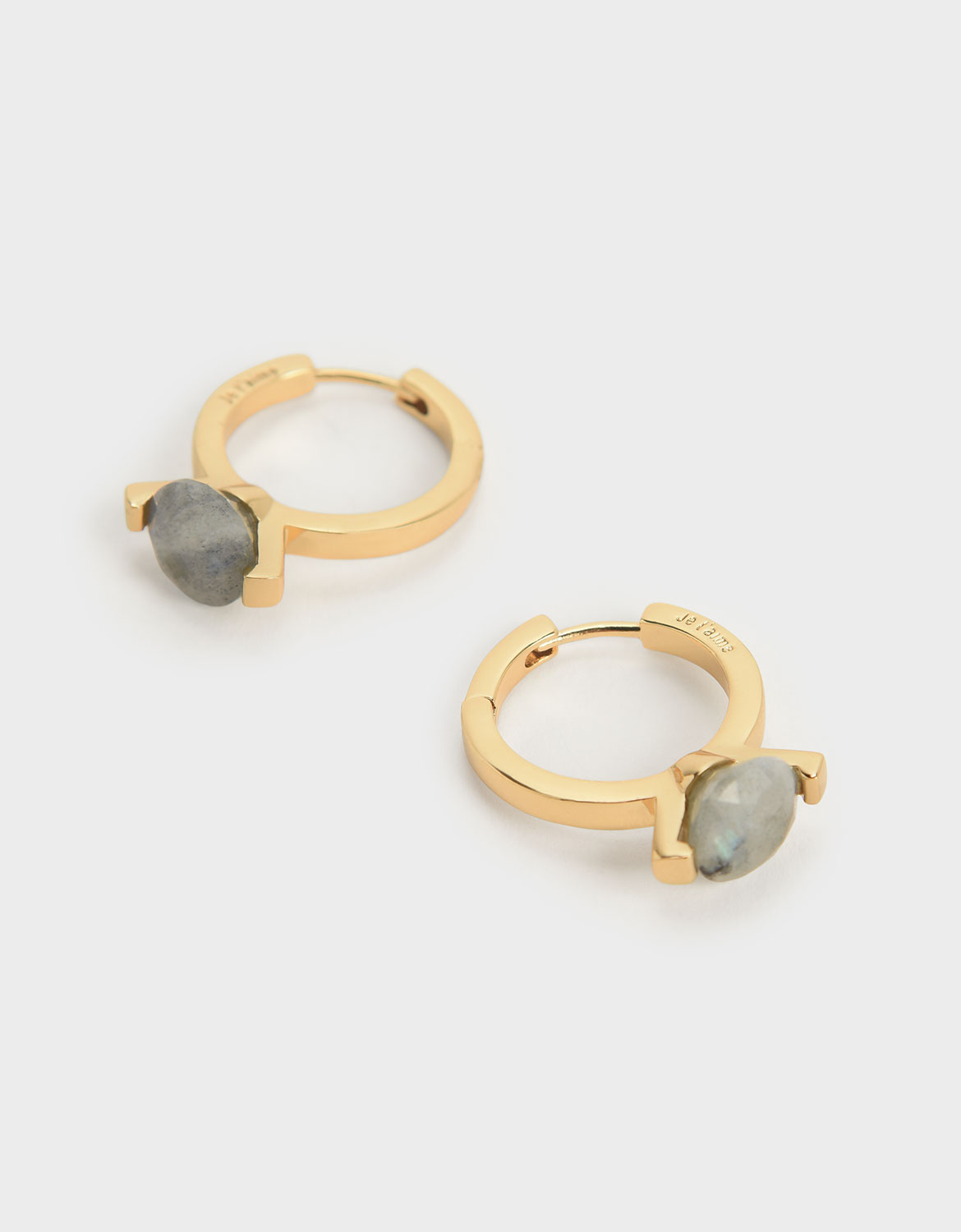 Women’s gold labradorite stone huggie hoop earrings – CHARLES & KEITH