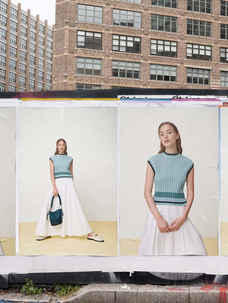 Lana Bucket Bag in green and Quilted Chain Loafer Mules in chalk - CHARLES & KEITH