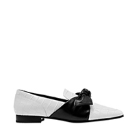 Croc-Effect Leather Bow-Tie Loafers