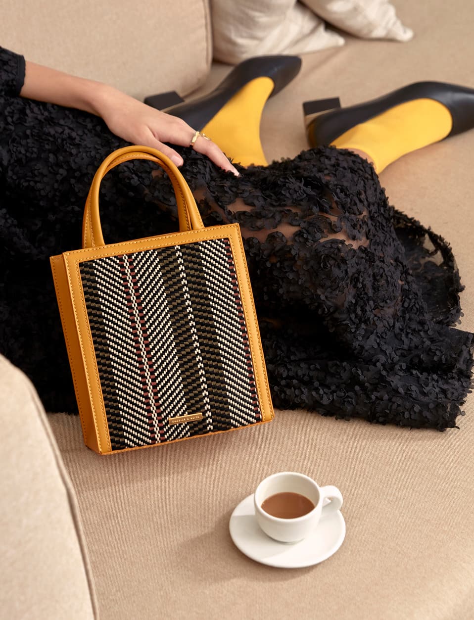 Women’s block heel pumps and woven double handle tote bag – CHARLES & KEITH