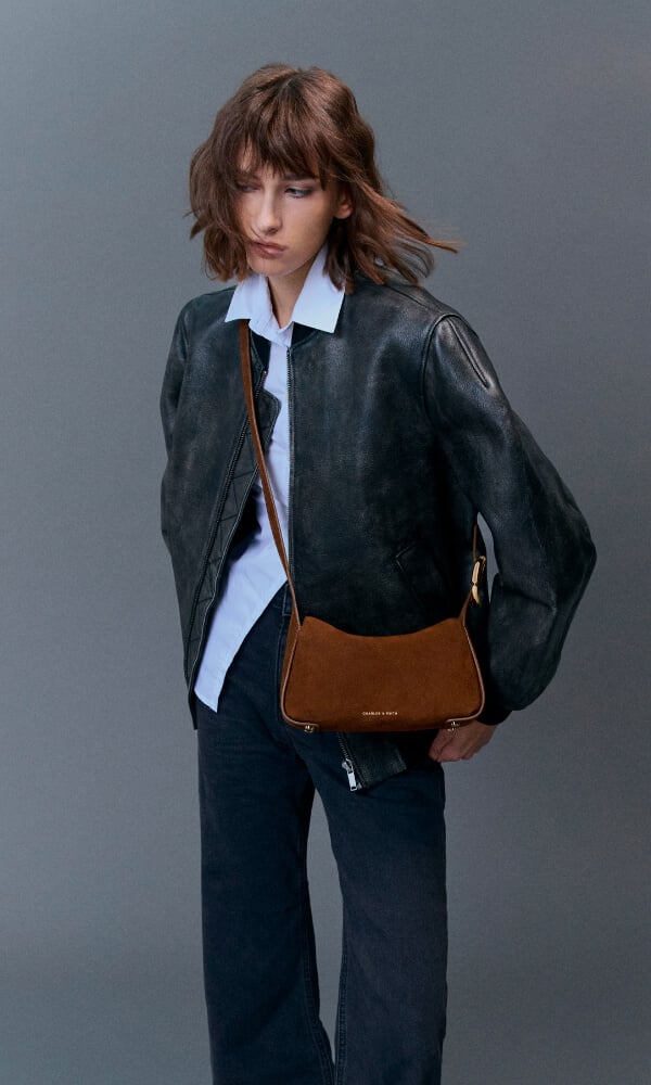 Women’s Aislin shoulder bag in pecan brown - CHARLES & KEITH