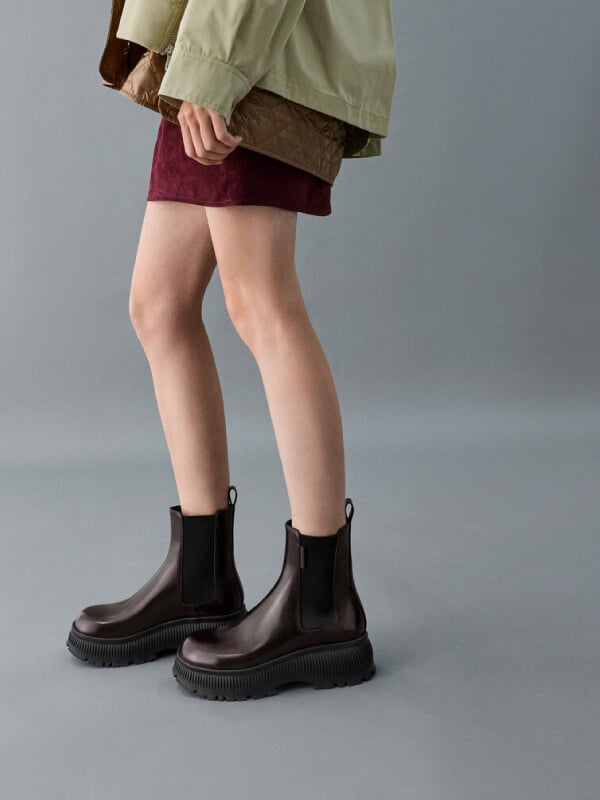 Women’s Darra ridged-sole ankle boots - CHARLES & KEITH
