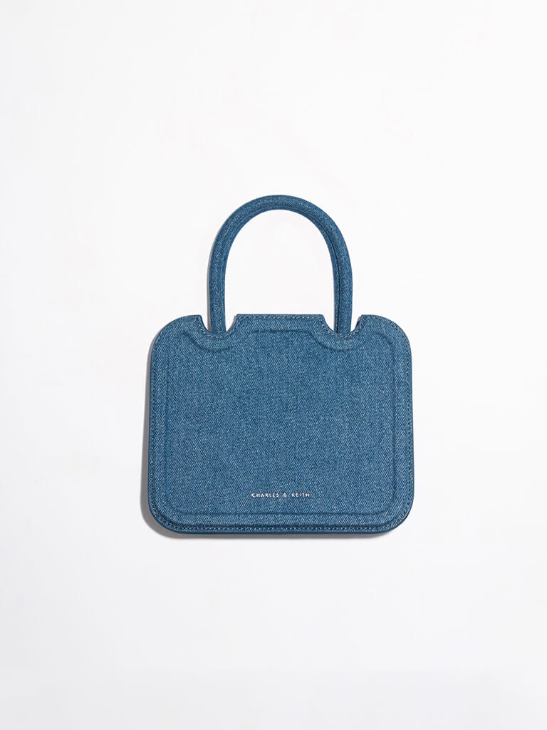 Perline Denim Elongated Tote Bag - CHARLES & KEITH