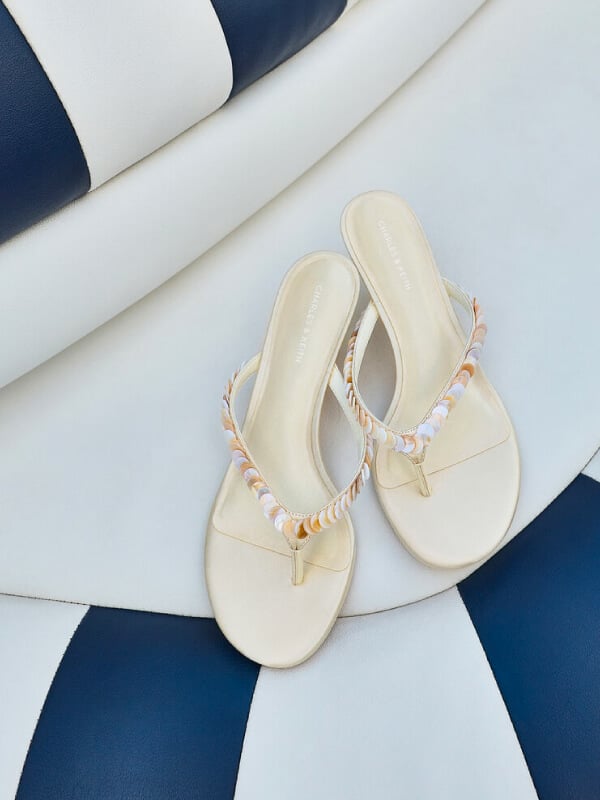 Women’s Briella studded heeled thong sandals - CHARLES & KEITH