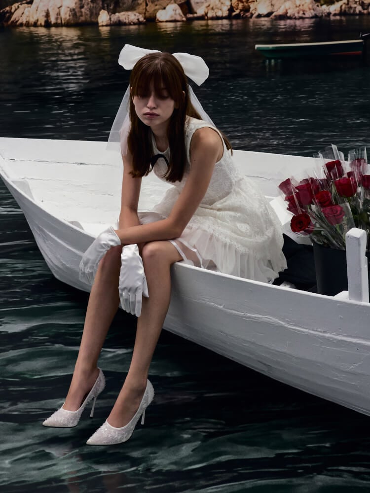 Women’s white Kyra embroidered-mesh stiletto pumps - CHARLES & KEITH