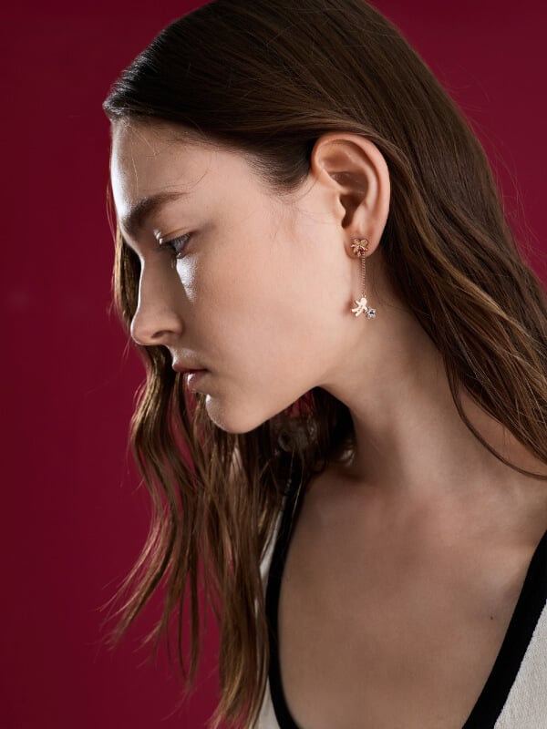 Women’s Athalia Crystal-Embellished Bow Snowflake-Ball Drop Earrings - CHARLES & KEITH