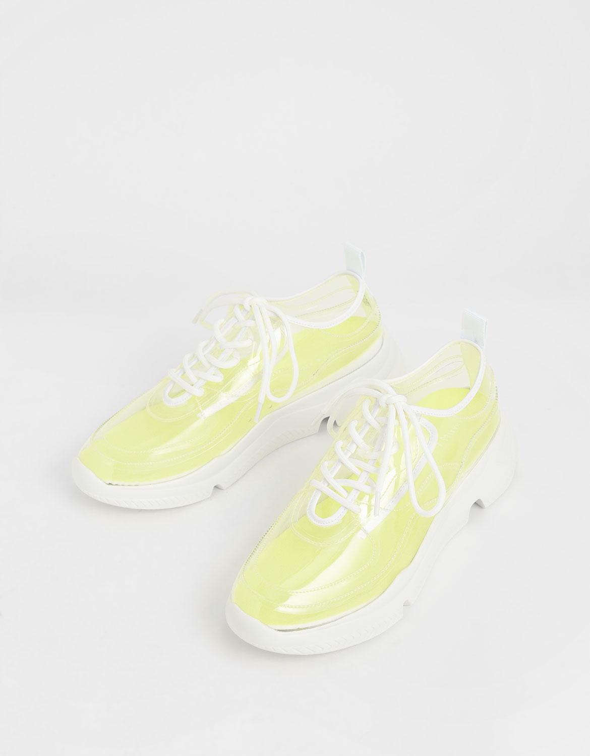 Women’s clear chunky sneakers in white