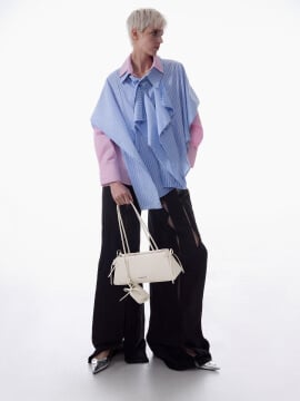 Women’s Hazel bow elongated trapeze shoulder bag and  bow micro bag charm in meringue white – CHARLES & KEITH TH