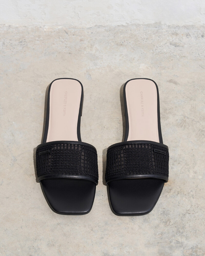 Women’s mesh knitted slide sandals - CHARLES & KEITH