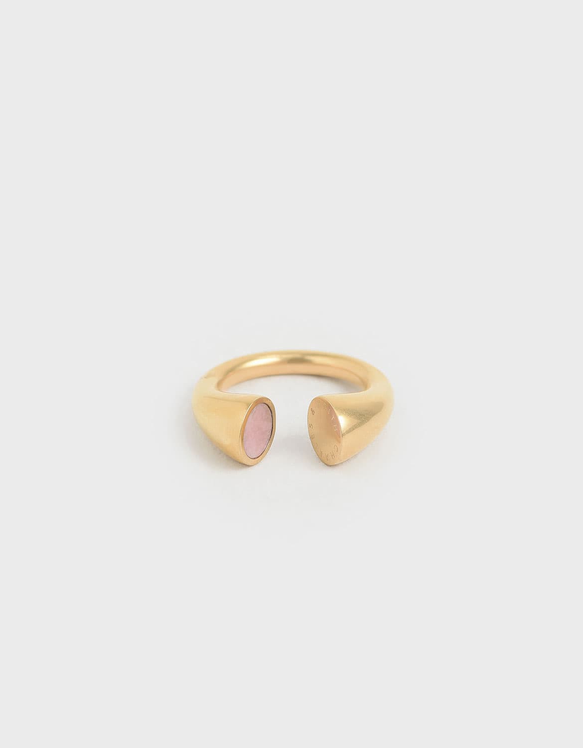 rose quartz open ring in gold – CHARLES & KEITH