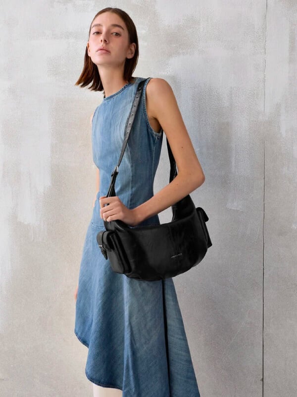 Women’s large Bessie side-pocket hobo bag - CHARLES & KEITH