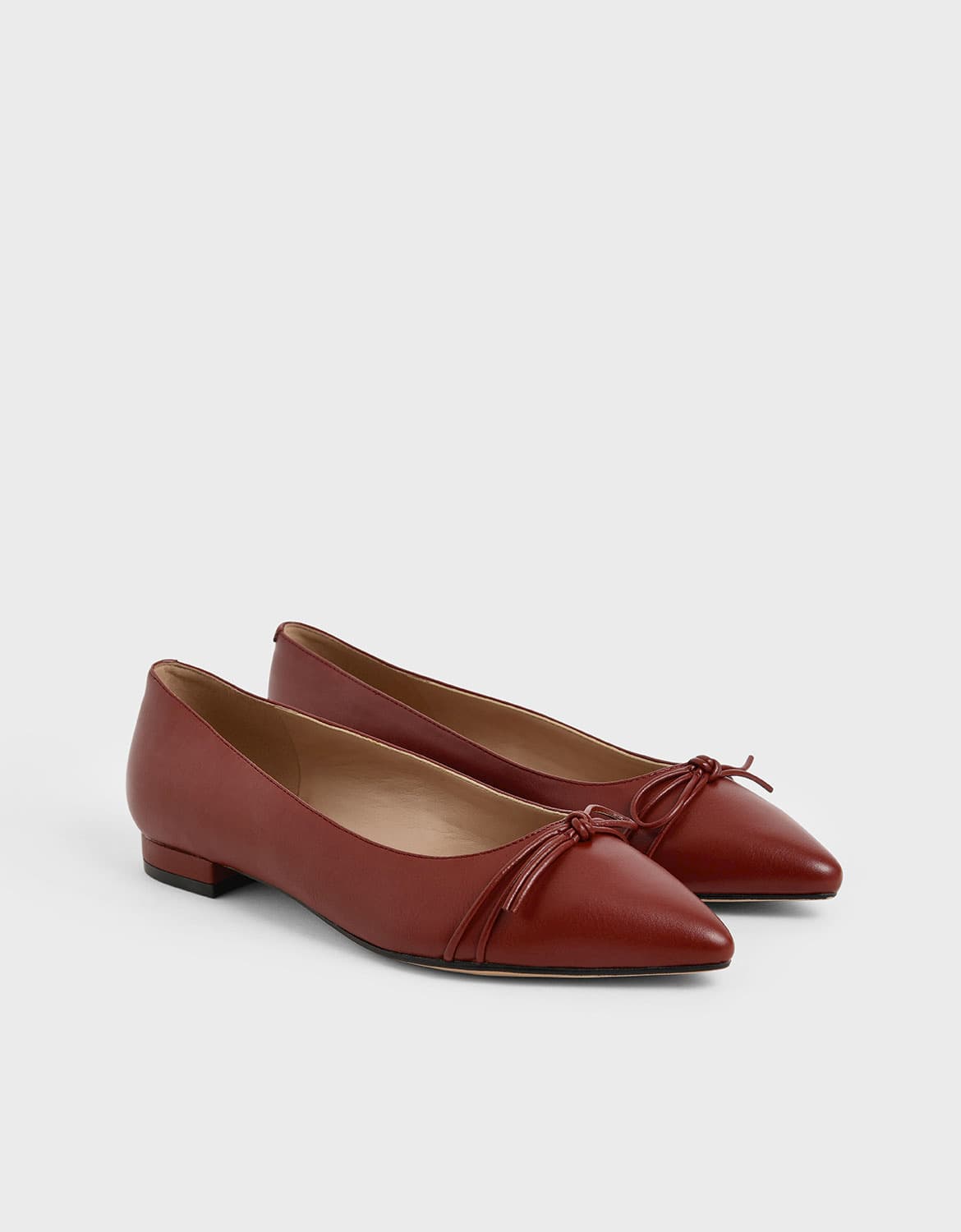 ribbon tie ballerina flats in red – CHARLES & KEITH