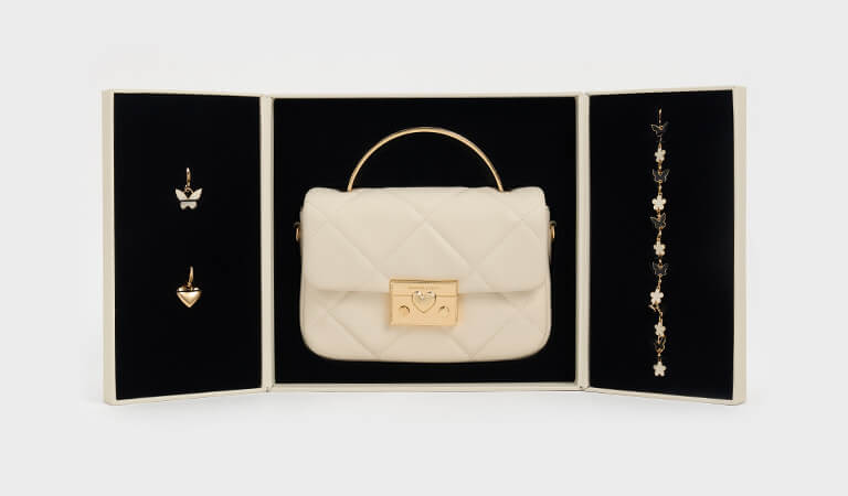 Women’s Quilted Box Top Handle Bag in cream – CHARLES & KEITH