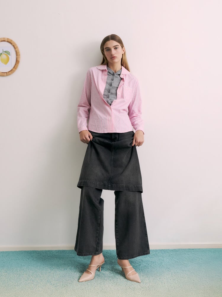 Women’s light pink Arden satin pointed wavy heeled mules - CHARLES & KEITH