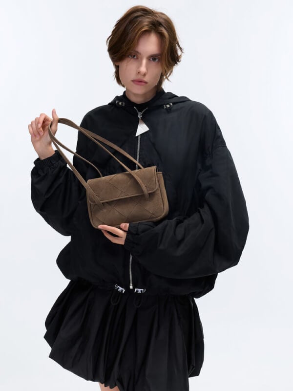 Women’s Maribel woven shoulder bag in stone grey - CHARLES & KEITH