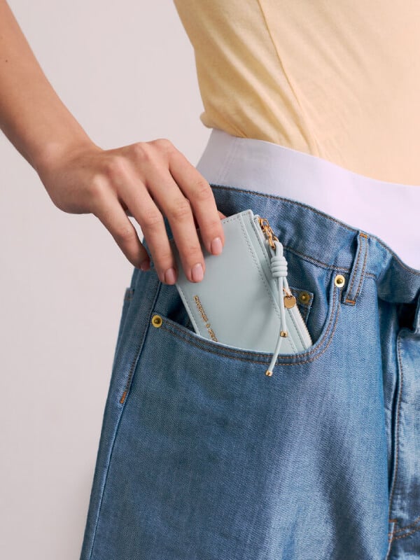 Sea Salt Blue Everleigh Zip-Around Card Holder - CHARLES & KEITH