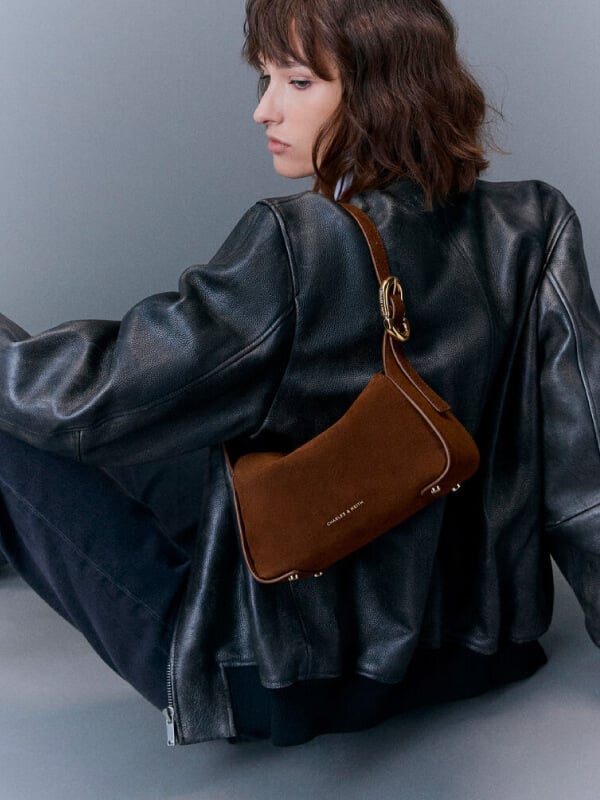 Women’s pecan-brown Aislin shoulder bag - CHARLES & KEITH