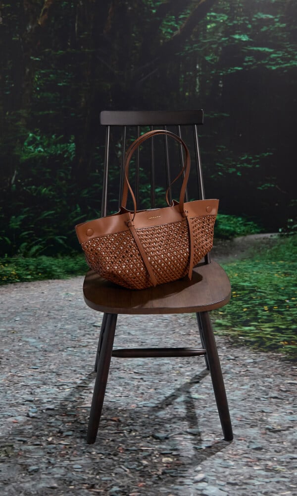 Women’s Calla woven tote bag in chocolate brown - CHARLES & KEITH