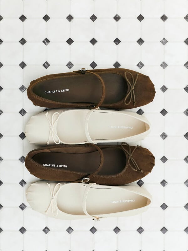 Women’s Emiko faux suede bow Mary Jane flats - CHARLES & KEITH