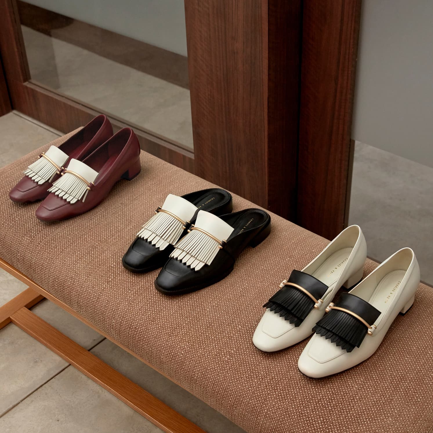 Women’s two-tone fringe loafers and metallic accent fringe mules – CHARLES & KEITH