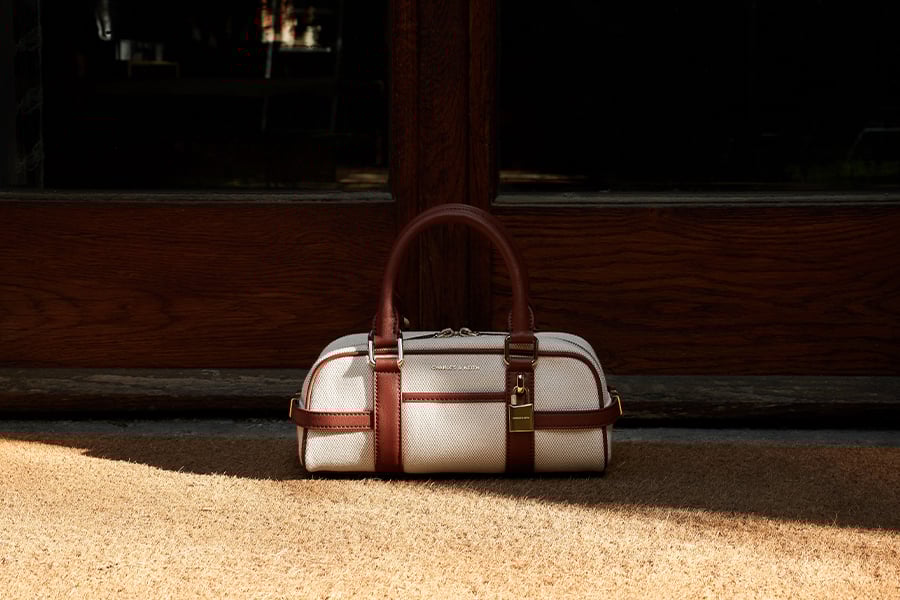 Pink Mabel Satin Floral-Vine Bucket Bag - CHARLES & KEITH