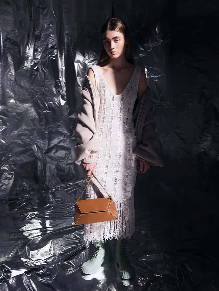Women’s Nasrin geometric shoulder bag and Adrian chunky sole lace-up boots - CHARLES & KEITH
