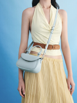 Women’s Sammie knotted-handle front-flap bag in sea salt blue – CHARLES & KEITH TH