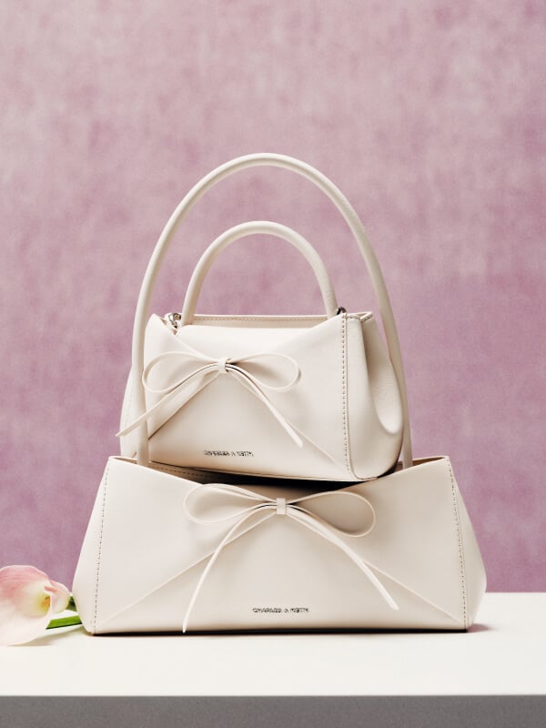 Cream Hazel Bow Panelled Shoulder Bag - CHARLES & KEITH