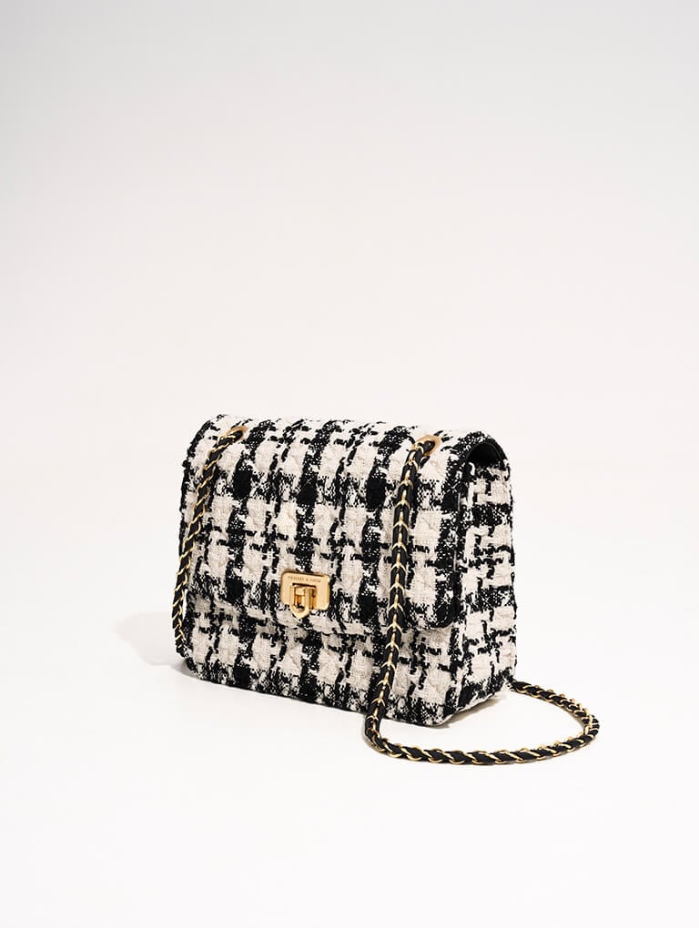 Women’s multicoloured Cressida tweed chain strap bag - CHARLES & KEITH