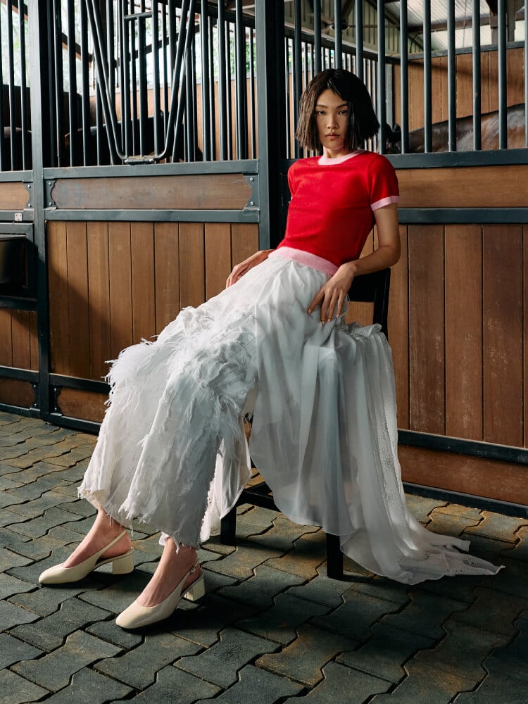 Women’s chalk Danni patent slingback pumps - CHARLES & KEITH