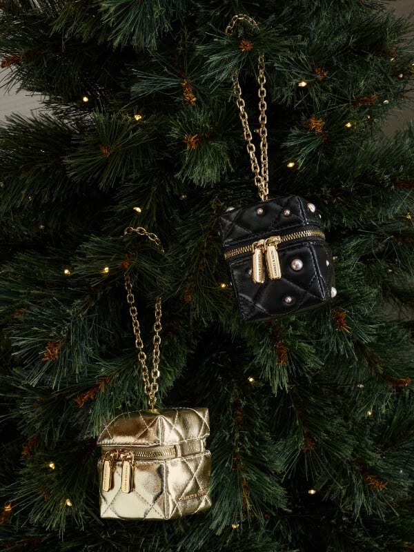 Black Janie Quilted Pearl-Embellished Chain-Handle Micro Bag - CHARLES & KEITH