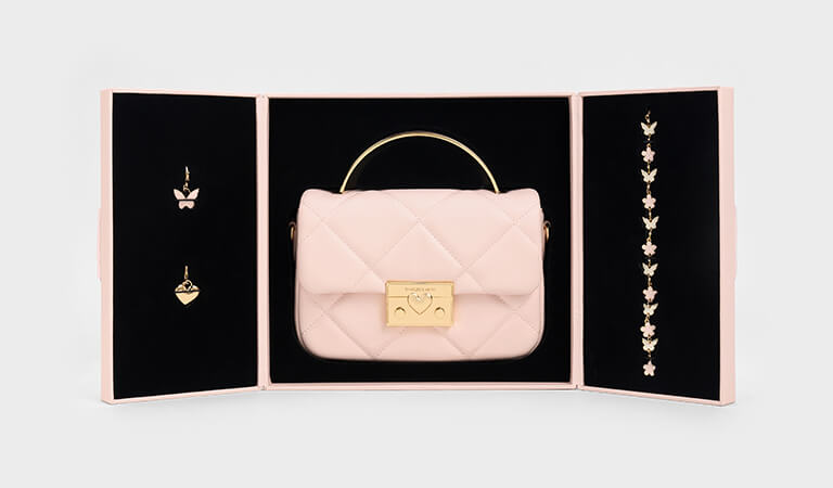 Women’s Quilted Box Top Handle Bag in pink – CHARLES & KEITH