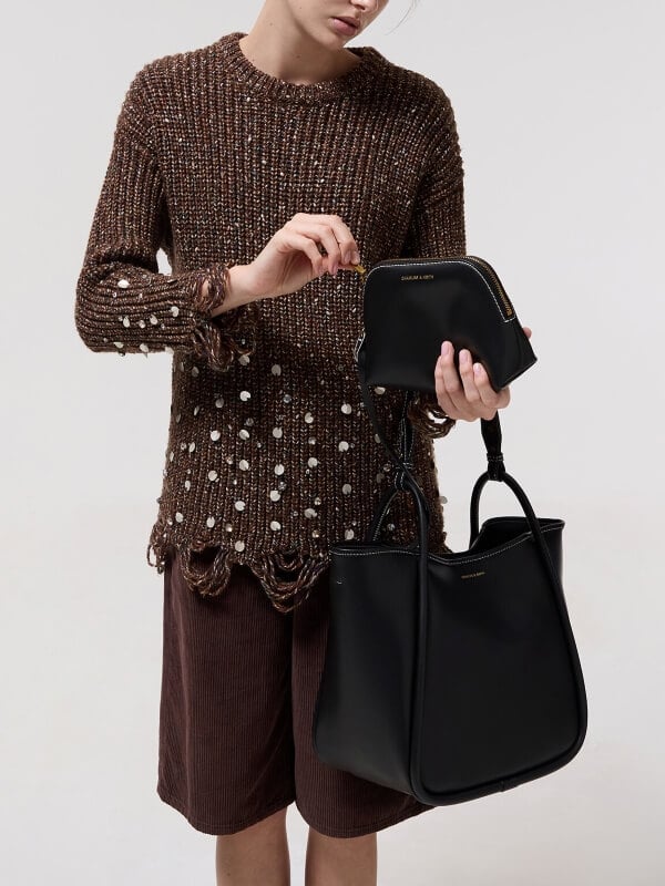 Black Lyla Tubular Slouchy Tote Bag – CHARLES & KEITH TH