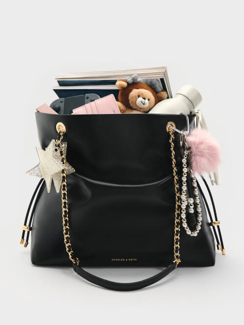 Women’s black Arya braided-strap double-handle tote bag – CHARLES & KEITH TH