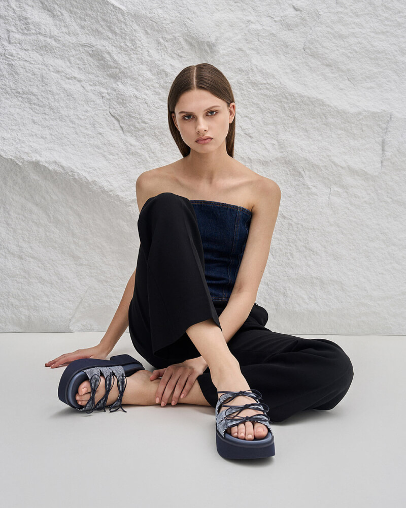 Women’s Dorri textured triple-bow platform sandals - CHARLES & KEITH