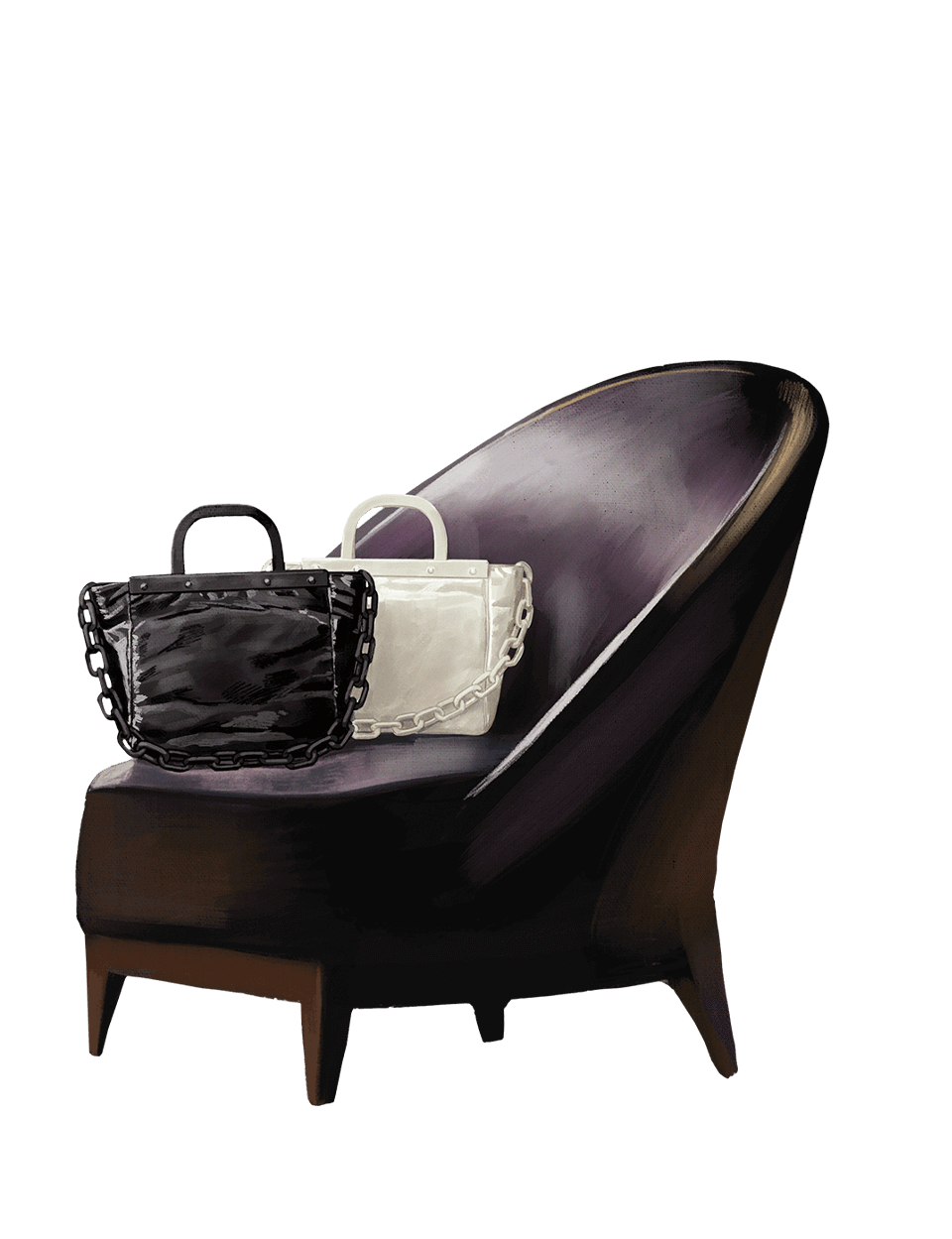 Women’s large patent tote bag in black and white – CHARLES & KEITH - Mobile - Chair