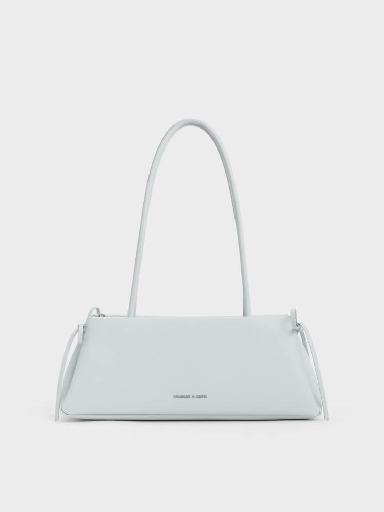 Sea Salt Blue Hazel Bow Elongated Trapeze Shoulder Bag - Black