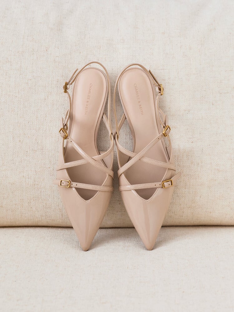 Women’s Maybelle patent strappy slingback flats - CHARLES & KEITH