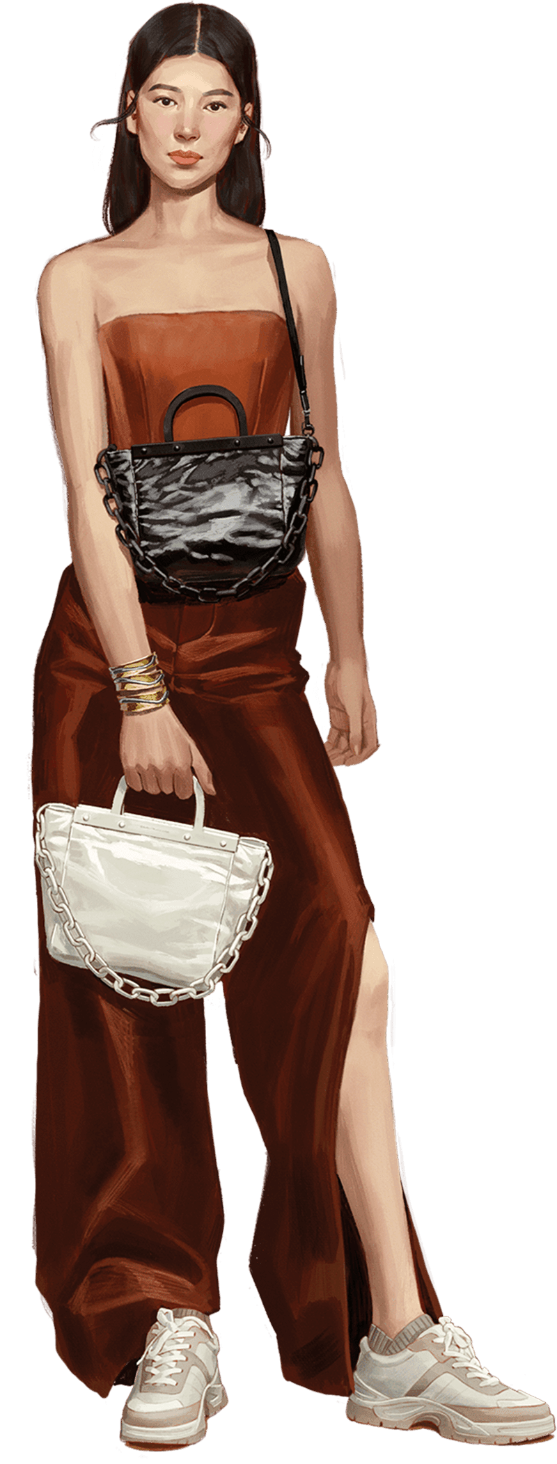 A compilation of illustrations from the CHARLES & KEITH Fall Winter 2020 campaign - CHARLES & KEITH - Web - Model 3