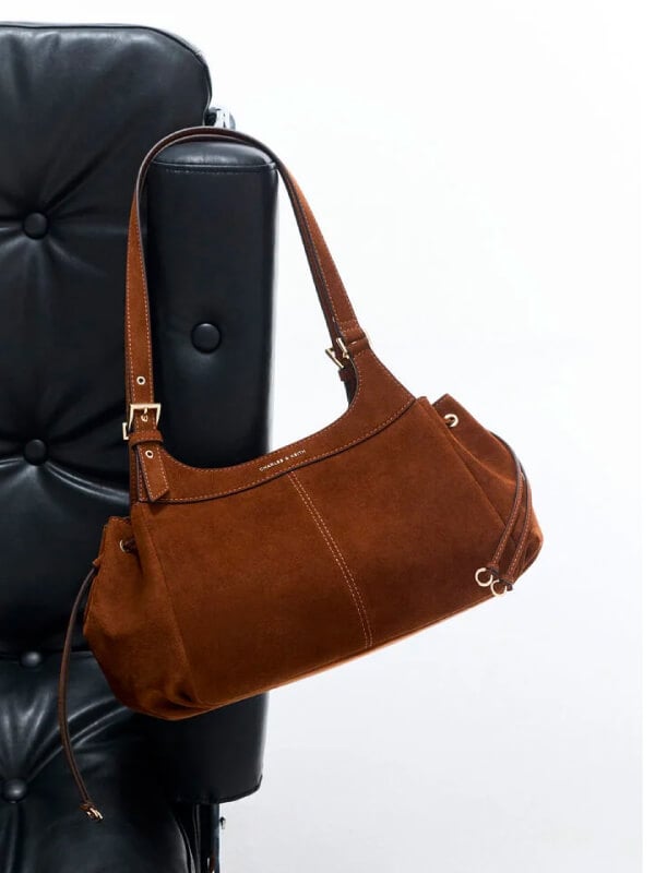 Women’s Lillith drawstring tote bag in pecan brown - CHARLES & KEITH