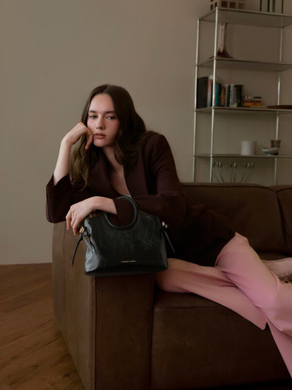 Women’s mini Dalia bow oval-handle tote bag - CHARLES & KEITH