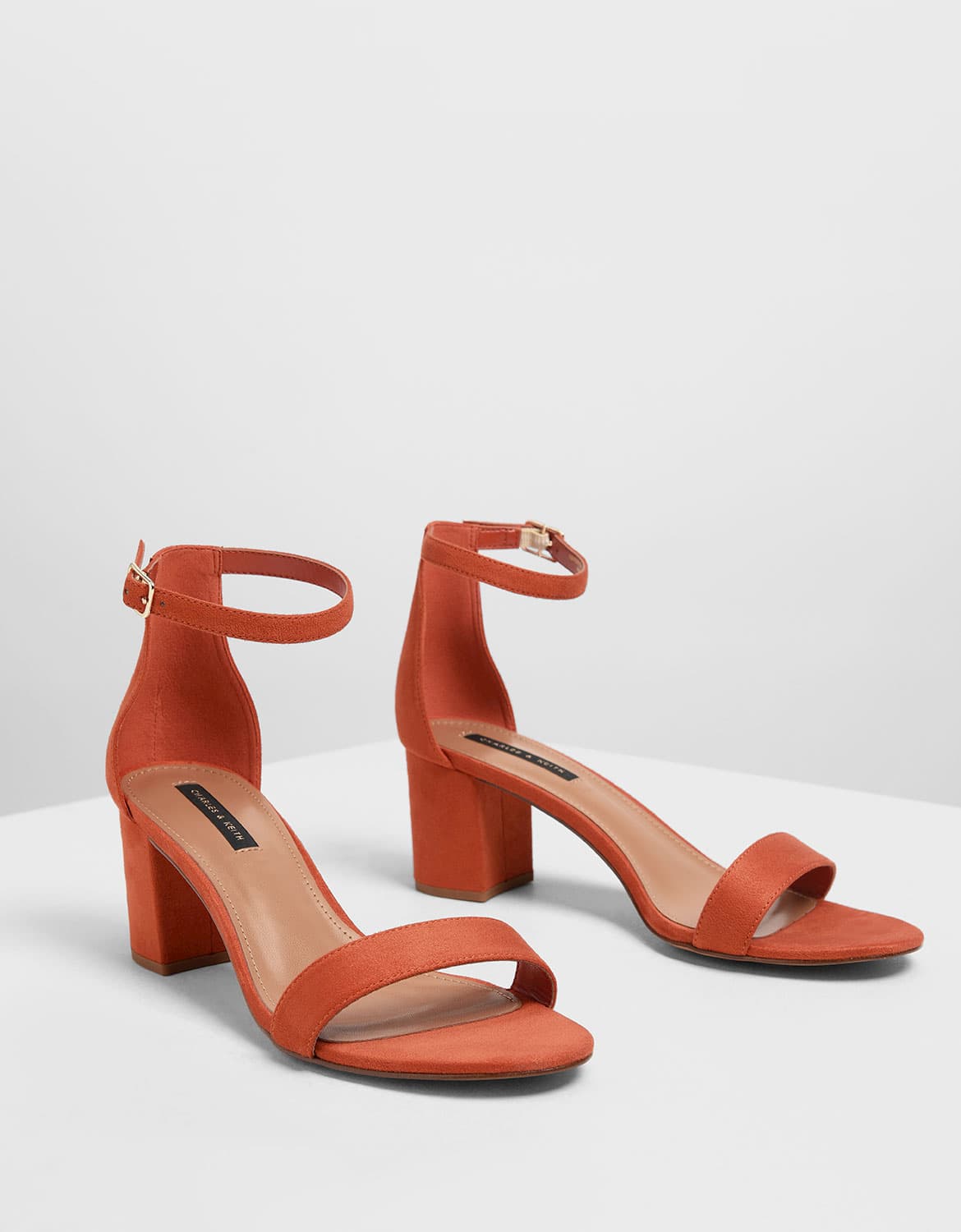 Women’s block heel ankle strap in brick – CHARLES & KEITH
